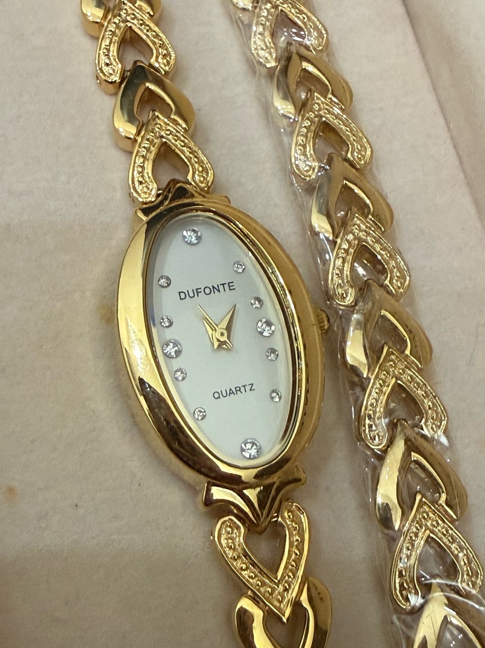 DUFONTE by Lucien Piccard Oval Gold-plated Ladies Watch Gift Set